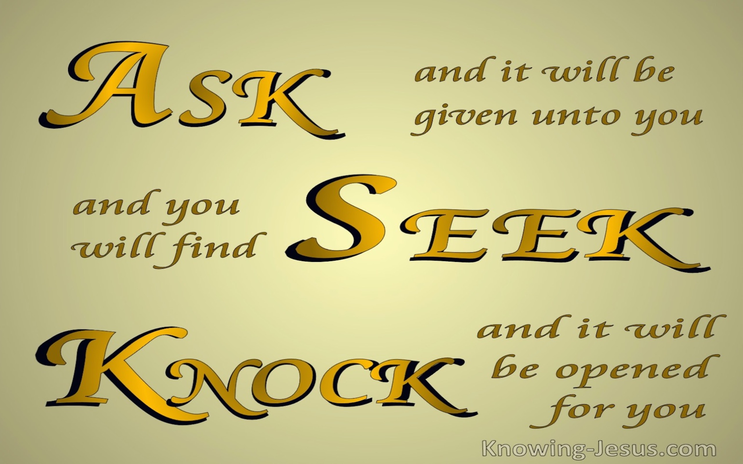 Matthew 7:7 Ask, Seek, Knock (gold)